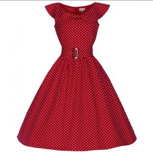 NWT vintage style red and white polka dot dress